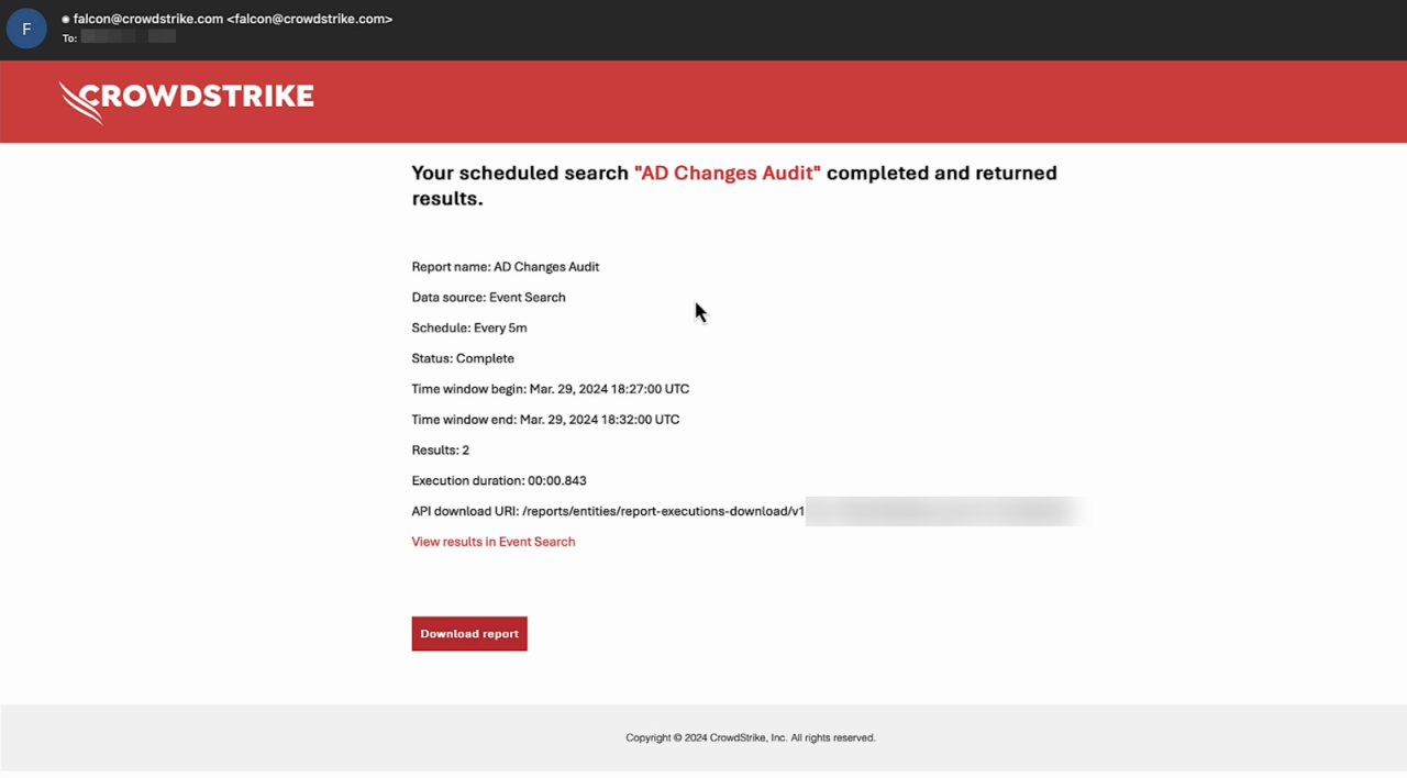 Figure 1. Automated report gathering Active Directory audit data around AD changes