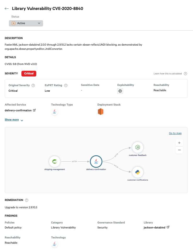 Figure 3. Falcon ASPM assesses library vulnerabilities