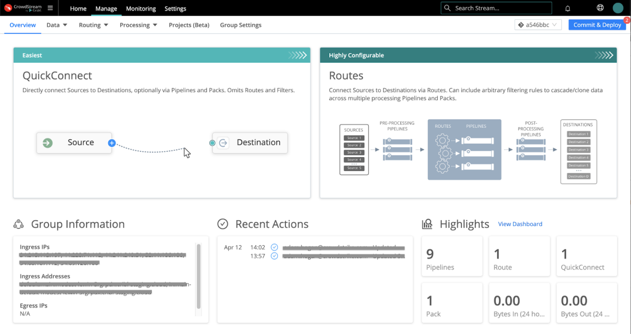 Figure 1. CrowdStream is natively available for Falcon Next-Gen SIEM customers, allowing security teams to streamline data ingestion from multiple sources to enable faster and smarter detection and response