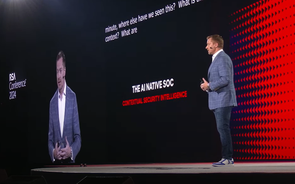 Figure 2. CrowdStrike CEO George Kurtz brought our vision to life during his keynote at the 2024 RSA Conference, ushering in the dawn of next-gen SIEM. 