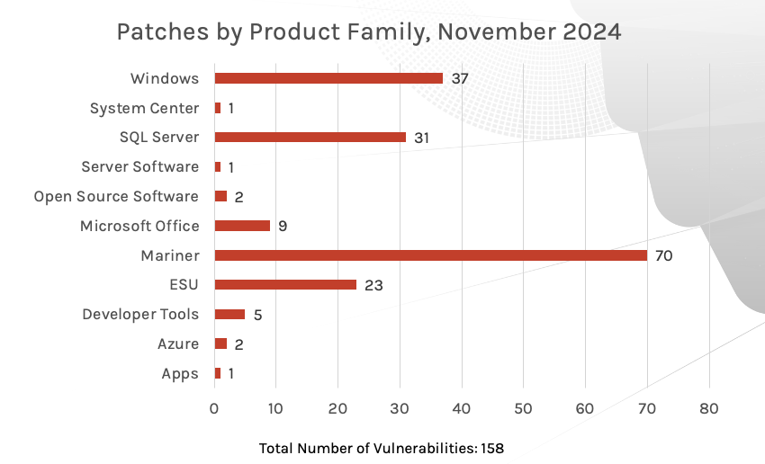 Figure 2. Breakdown of product families affected by November 2024 Patch Tuesday